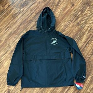 NWT Champion Unisex Black Purdue Hooded Windbreaker Jacket